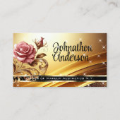 Carte De Visite QR Code Modèle Deluxe Rose d'or Luxe Chic (Devant)