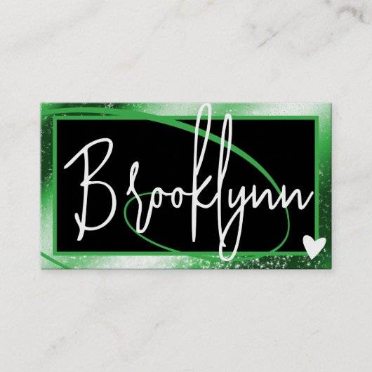 Carte De Visite QR Code Modèle Design Forêt Vert Cadre Coeur (Devant)