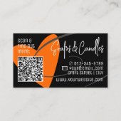 Carte De Visite QR Code Modèle élégant Orange Coeur fait main (Dos)