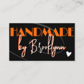 Carte De Visite QR Code Modèle élégant Orange Coeur fait main (Devant)