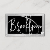 Carte De Visite QR Code Modèle élégant Silver Grey Cadre Coeur (Devant)