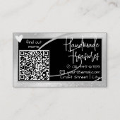 Carte De Visite QR Code Modèle élégant Silver Grey Cadre Coeur (Dos)