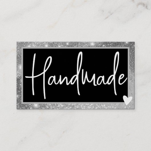 Carte De Visite QR Code Modèle élégant Silver Grey Cadre Coeur (Devant)