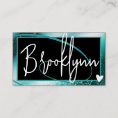 Carte De Visite QR Code Modèle élégant Turquoise Aqua Frame Heart (Devant)