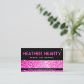 Carte De Visite QR Code Modèle Luxe Hot rose Girly Neon brillant (Debout devant)