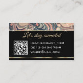 Carte De Visite QR Code Modèle Luxe Marbré Peach Rose Stars (Dos)