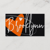 Carte De Visite QR Code Modèle Orange Made Love Coeur Artistes (Devant)