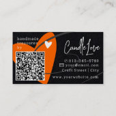 Carte De Visite QR Code Modèle Orange Made Love Coeur Artistes (Dos)