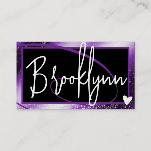 Carte De Visite QR Code Modèle Style Purple Ombre Frame Heart (Devant)