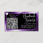 Carte De Visite QR Code Modèle Style Purple Ombre Frame Heart (Dos)