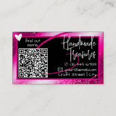 Carte De Visite QR Code Modèle Stylish Girly Rose Cadre Coeur (Dos)
