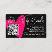 Carte De Visite QR Code Modèle stylish rose fait main amour coeur (Dos)