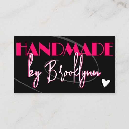 Carte De Visite QR Code Modèle stylish rose fait main amour coeur (Devant)