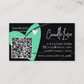 Carte De Visite QR Code Modèle Turquoise Made Love Heart Crafts (Dos)