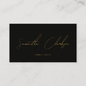 Carte De Visite QR Code Modern Black & Gold Handwritten Script (Devant)