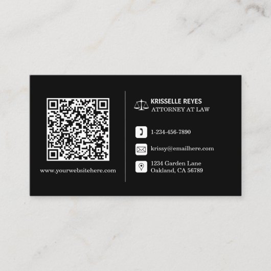 Carte De Visite QR Code Modern Black Logo Professionnel (Devant)