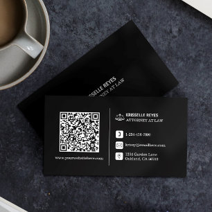 Carte De Visite QR Code Modern Black Logo Professionnel