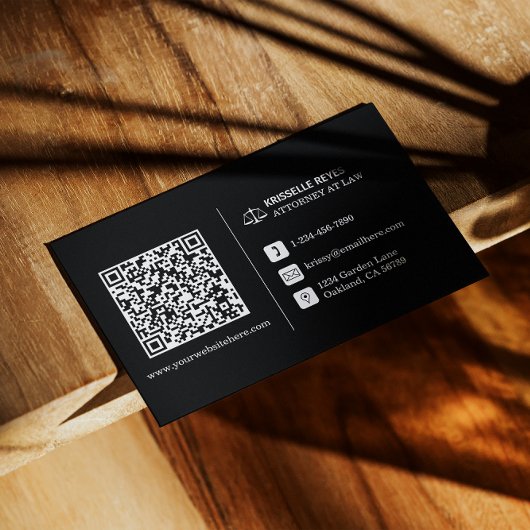 Carte De Visite QR Code Modern Black Logo Professionnel