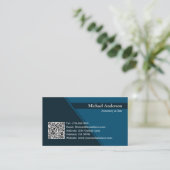 Carte De Visite QR Code Modern Blue Avocat professionnel (Debout devant)