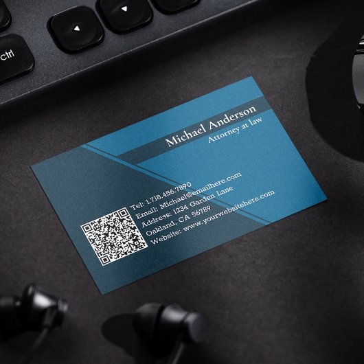 Carte De Visite QR Code Modern Blue Avocat professionnel