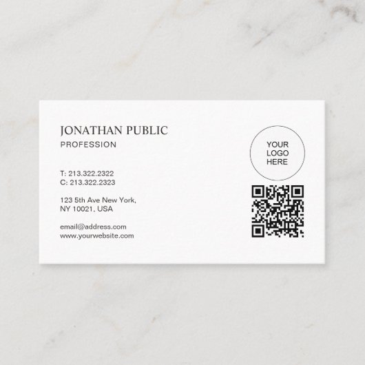 Carte De Visite QR Code Modern Upload Your Logo Professional (Devant)