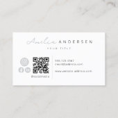 Carte De Visite QR Code Modern White Script professionnel (Dos)