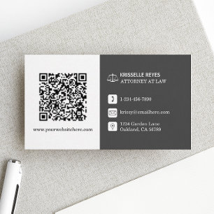 Carte De Visite QR Code moderne blanc et gris professionnel