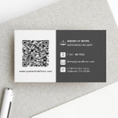 Carte De Visite QR Code moderne blanc et gris professionnel