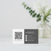 Carte De Visite QR Code moderne blanc et gris professionnel (Debout devant)