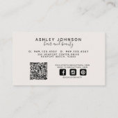 Carte De Visite QR Code Moderne Botanique Blush et Noir (Dos)