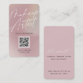 Carte De Visite QR code moderne chic maquillage artiste vertical (Devant / Derrière)