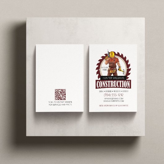 Carte De Visite QR Code Moderne Construction Professionnelle Verti