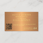 Carte De Visite QR CODE moderne cuivre or abstrait votre nom (Dos)