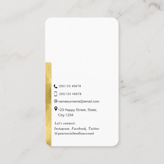 Carte De Visite QR code moderne design or réseau (Dos)