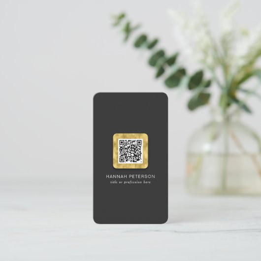 Carte De Visite QR code moderne design or scannable réseau (Debout devant)