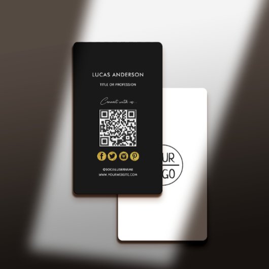Carte De Visite QR code moderne design or scannable réseau B