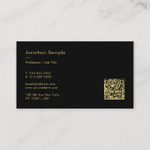 Carte De Visite QR Code Moderne Design Simple Modèle Black Gold (Dos)