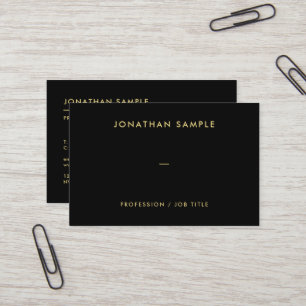 Carte De Visite QR Code Moderne Elegant Black Gold Texte Européen