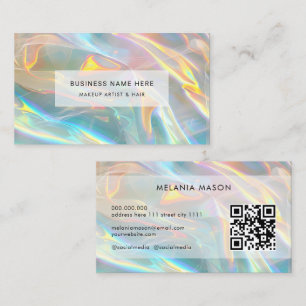 Carte De Visite QR Code Moderne Élégant Irediscent Holographique