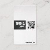 Carte De Visite QR Code moderne ivoire matte noir minimal vertical (Devant)