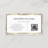 Carte De Visite QR Code Moderne Marbre Blanc Or Salon de Beauté (Dos)