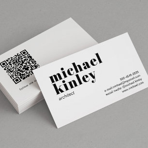 Carte De Visite QR code moderne minimaliste professionnel blanc