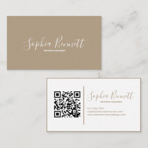 Carte de visite QR Code Moderne & Minimaliste Taup