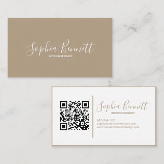 Carte de visite QR Code Moderne & Minimaliste Taup