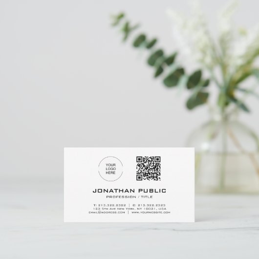Carte De Visite QR Code Moderne Modèle Élégant Code barre tendance (Debout devant)