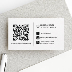 Carte De Visite QR Code moderne noir et blanc professionnel