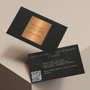 Carte De Visite QR CODE moderne or noir luxe professionnel
