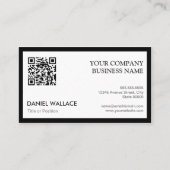 Carte De Visite QR Code - Moderne Professionnel Noir Blanc (Devant)