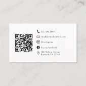 Carte De Visite QR Code Moderne Professionnel Noir Blanc (Dos)