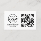 Carte De Visite QR Code Moderne Professionnel Noir Blanc Logo (Devant)